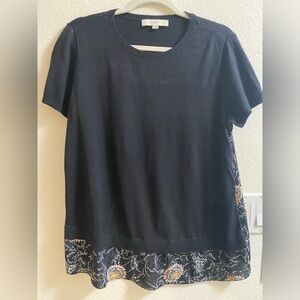 Loft Floral Front Hem and Back Blouse Combo